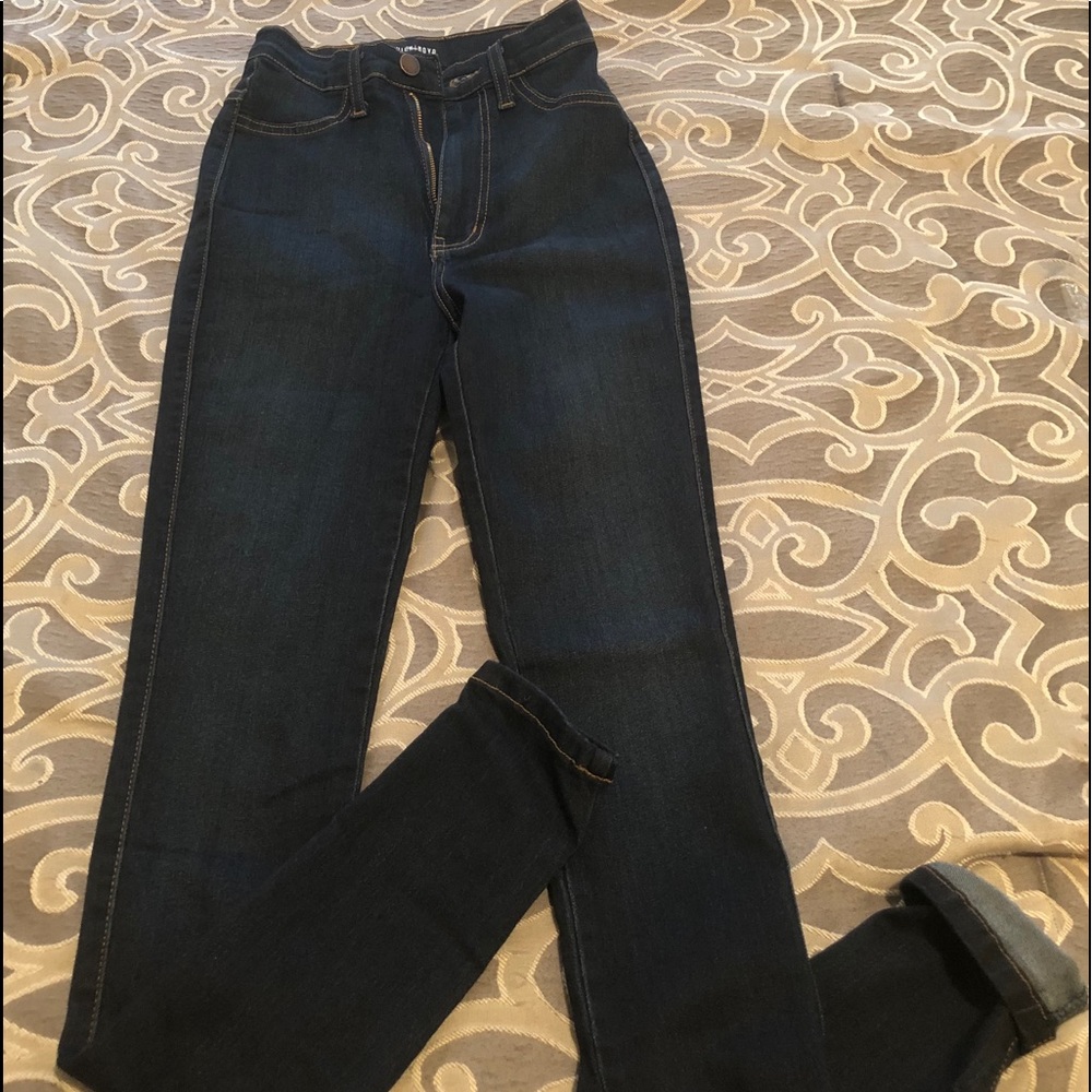 Fashion nova dark blue denim high waisted jeans